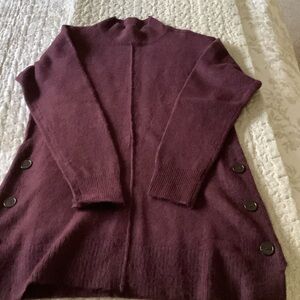 Elegant Maroon Longer Sweater with Button Details